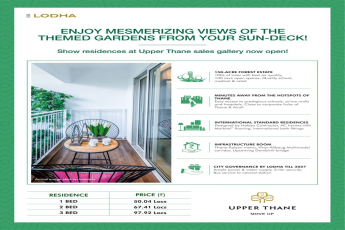 Enjoy the mesmerizing views of the themed gardens from your sun deck at Lodha Upper Thane in Mumbai